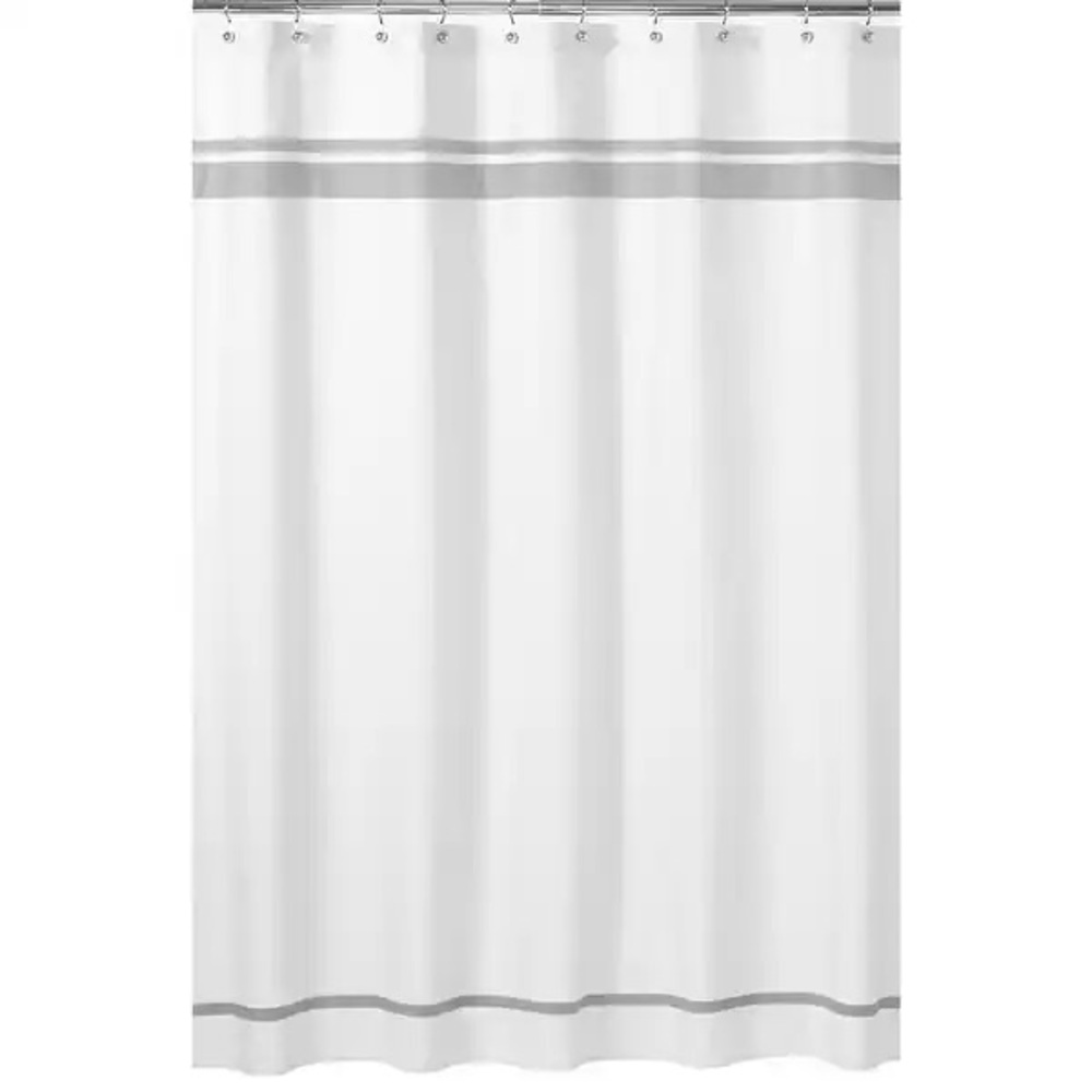 Sweet Jojo Designs White and Grey Hotel Shower Curtain